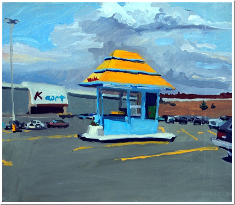 Skowhegan Fotomat, 14 x 16, oil on linen, 1984 (Large)